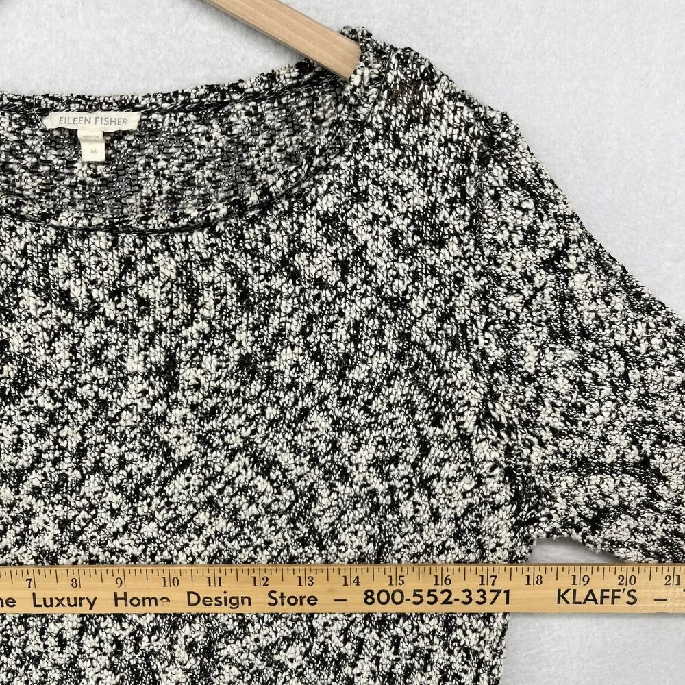 EILEEN FISHER Sweater M Cotton Viscose Slub Melange Chunky Knit Pullover Gray - Picture 14 of 16